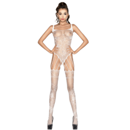PASSION - WOMAN BS034 WHITE BODYSTOCKING ONE SIZE